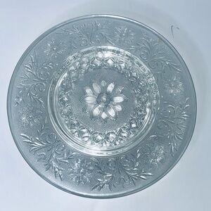 Intricate Floral Pressed Glass Plates - set of 4